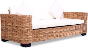 vidaXL 3-személyes természetes rattan kanapé