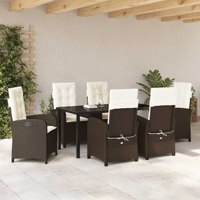 Kert étkező szett 7 pcs Barna polirattan