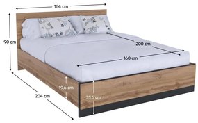 Franciaágy 160 cm Actualmente (wotan tölgy + fekete). 1116222