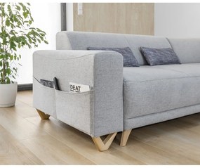 Világosszürke kinyitható-tárolóhelyes sarokkanapé (jobb oldali-L alakú) Classy Sophie – Miuform