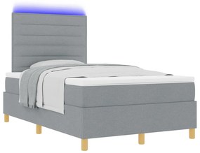 Box Spring Ágy matraccal és LED világosszürke 120x190 cm Szövet