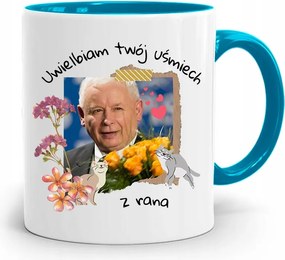 Kék Vicces Bögre Jaroslaw Kaczynski fényképes nyomattal