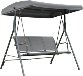 Outsunny 3-Fős Kerti Hinta Állítható Napernyővel Lélegző Háttámlával és Acélvázzal Kültéri Teraszra és Erkélyre 175x118x159 cm Szürke | Aosom