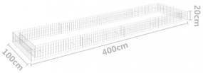 horganyzott acél gabion magaságyás 400 x 100 x 20 cm