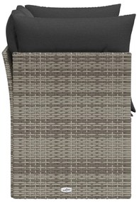 2 személyes szürke polyrattan kerti kanapé párnával