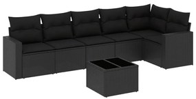 vidaXL 7 részes fekete polyrattan kerti ülőgarnitúra párnával