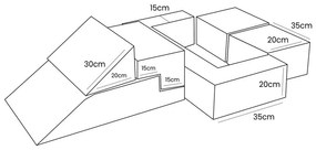 Türkiz kordbársony habszivacs játszótér 6 db-os magasság 40 cm 100x35 cm Montessori – Meowbaby