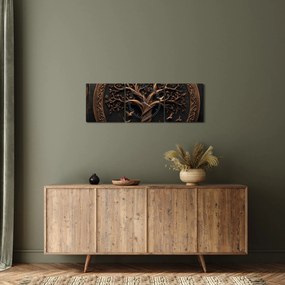Kép – Fából készült életfa (órával) (90x30 cm)