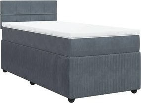 vidaXL sötétszürke bársony rugós ágy matraccal 90 x 200 cm
