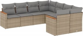vidaXL 8 részes bézs polyrattan kerti ülőgarnitúra párnával