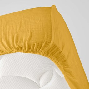 Sárga gumis muszlin lepedő 160x200 cm Angelia – douceur d'intérieur