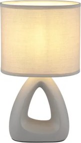 Globo 21731G Asztali lámpa, kerámia szürke, textil szürke, kábel PVC fehér, billenőkapcsoló a kábelen, HxSzxM: 170x100x300mm, kábel hossza 1300mm, 1x E14 40W 230V izzó nélkül
