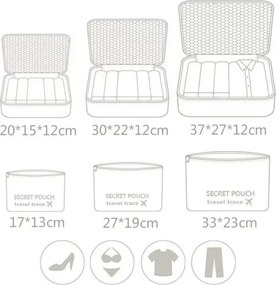 Zaparkorun Praktikus utazótáskák és rendszerezők - 6 db - lazac