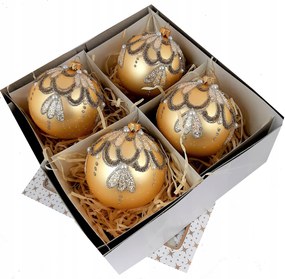 Üveg karácsonyfadísz 4 db 10 cm Prémium