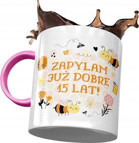 Rózsaszín Bögre Születésnapra 15 15. 15. Ajándék Nyomtatott Fotóval