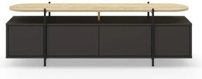 Fekete TV-állvány tölgyfa dekorral 160x48 cm Hinoa – Marckeric