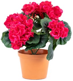 Mű muskátli virágcserépben rózsaszín, 26 x 10 x 10 cm