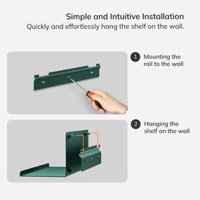 Fali polc JOANNE 400 mm, Modern: palackzöld