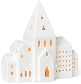 Urbania Lighthouse City fehér kerámia gyertyatartó - Kähler Design