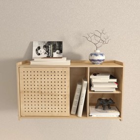Natúr színű fali könyvespolc tölgyfa dekorral 65x30 cm Sima – Kalune Design