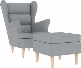 vidaXL világosszürke szövet fotel lábzsámollyal