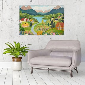 Kép - Falu a hegyekben (90x60 cm)