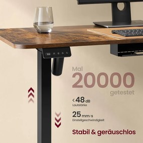 Elektromos L-alakú íróasztal, 140 x 160 cm, beépített töltőállomással rusztikus barna és fekete
