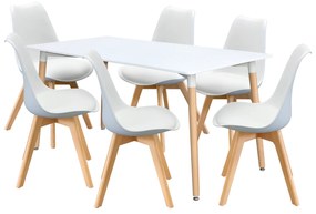Étkezőasztal 160x90 QUATRO fehér + 6 szék QUATRO fehér
