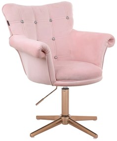 HR804CCROSS Púderrózsaszín modern velúr szék arany lábbal