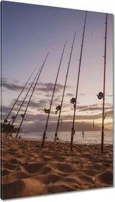 Vászonkép 80x120 Orsók és horgászbotok strand
