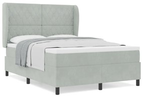 Boxspring Ágy Matraccal Világosszürke 140x200 cm Bársonyos