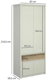 Ruhásszekrény Kodro 2 (kasmír + evoke tölgy) . 1116930