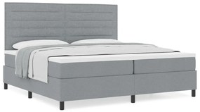 Box Spring Ágy Matrac Világosszürke 200x200 cm Szövet