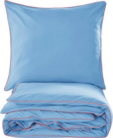 Ágynemű garnitúra basic 160x200 Ágyneműhuzat kék szegély narancssárga