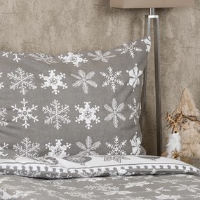 4Home Christmas Time flanel ágyneműhuzat, szürke, 140 x 200 cm, 70 x 90 cm
