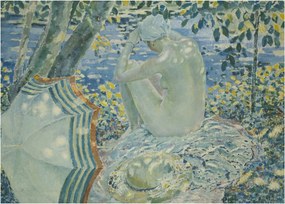 Üveg kép - Frederick Carl Frieseke, On the Bank, reprodukciók (70x50 cm)