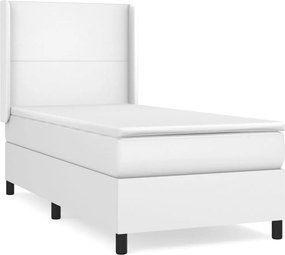 vidaXL fehér műbőr rugós ágy matraccal 90x190 cm