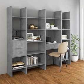 betonszürke szerelt fa könyvszekrény 60 x 35 x 180 cm