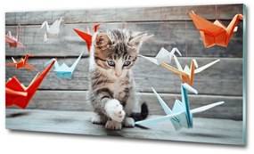 Üvegkép Cat papír madarak osh-66724934