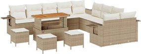 vidaXL Kerti Kanapé Szett párnával tárolóval 14 pcs Bézs polirattan