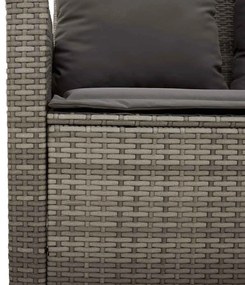 2 személyes szürke polyrattan kerti kanapé asztallal&amp;párnával