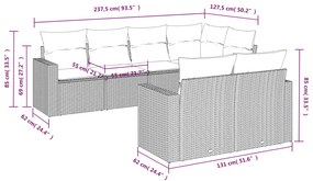 7 részes fekete polyrattan kerti ülőgarnitúra párnával