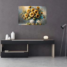 Kép – Napraforgós váza (90x60 cm)
