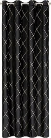 Bársony függöny 140X250 fekete, dekoratív karika hímzéssel