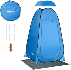 Outsunny Azonnali Pop-Up Zuhanysátor - Hordozható Magánsátor, 1 Horog Zsebkészlettel, UV 20+ Védelemmel 126x124x189 cm Kék | Aosom