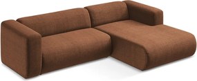 Terrakotta színű sarokkanapé (jobb oldali-heverő résszel) Ekahi – Makamii