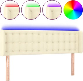 vidaXL krémszínű műbőr LED-es fejtámla 147 x 16 x 78/88 cm