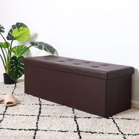 Casaria® Tárolódoboz csuklós tetővel barna - 115x38x38cm