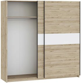 BERNO 200 cm Gardróbszekrény Tölgy/Fehér Színben