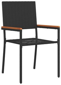 Kert étkező szett 7 pcs Fekete és Barna 190 x 80 x 75 cm